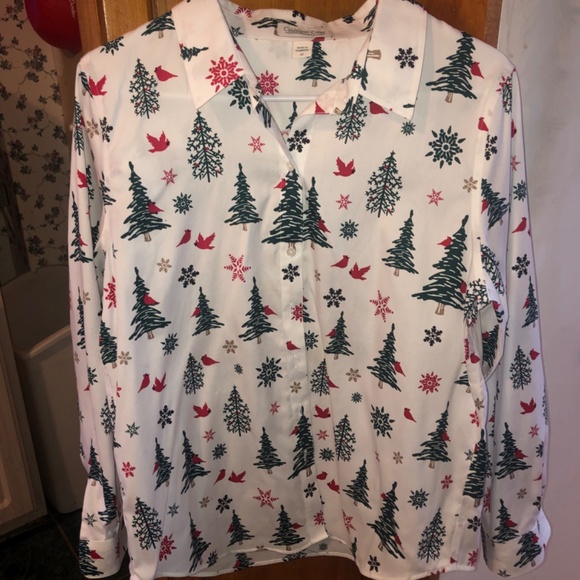 Coldwater Creek Christmas button up top women's size 12 - Picture 5 of 9